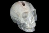 Polished Blue Agate Skull with Quartz Crystal Pocket #148095-1